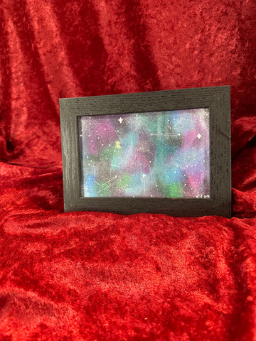 Framed oil pastel artwork