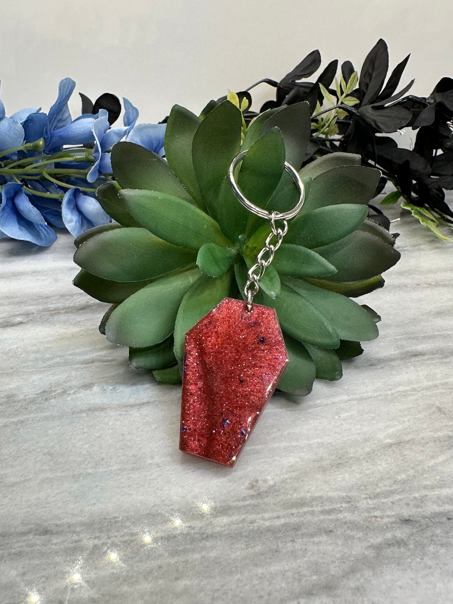 Coffin resin cast keychain