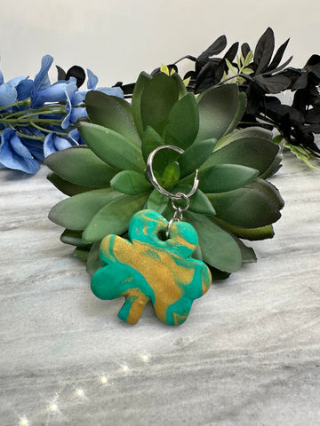 Shamrock clay keychain