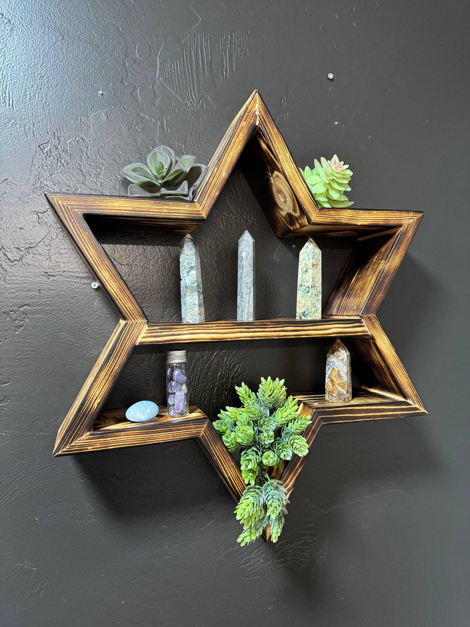 Wooden Star-Shaped Shelf