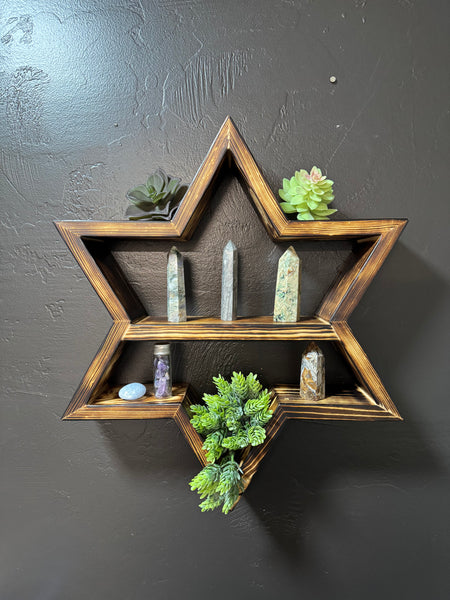 Wooden Star-Shaped Shelf