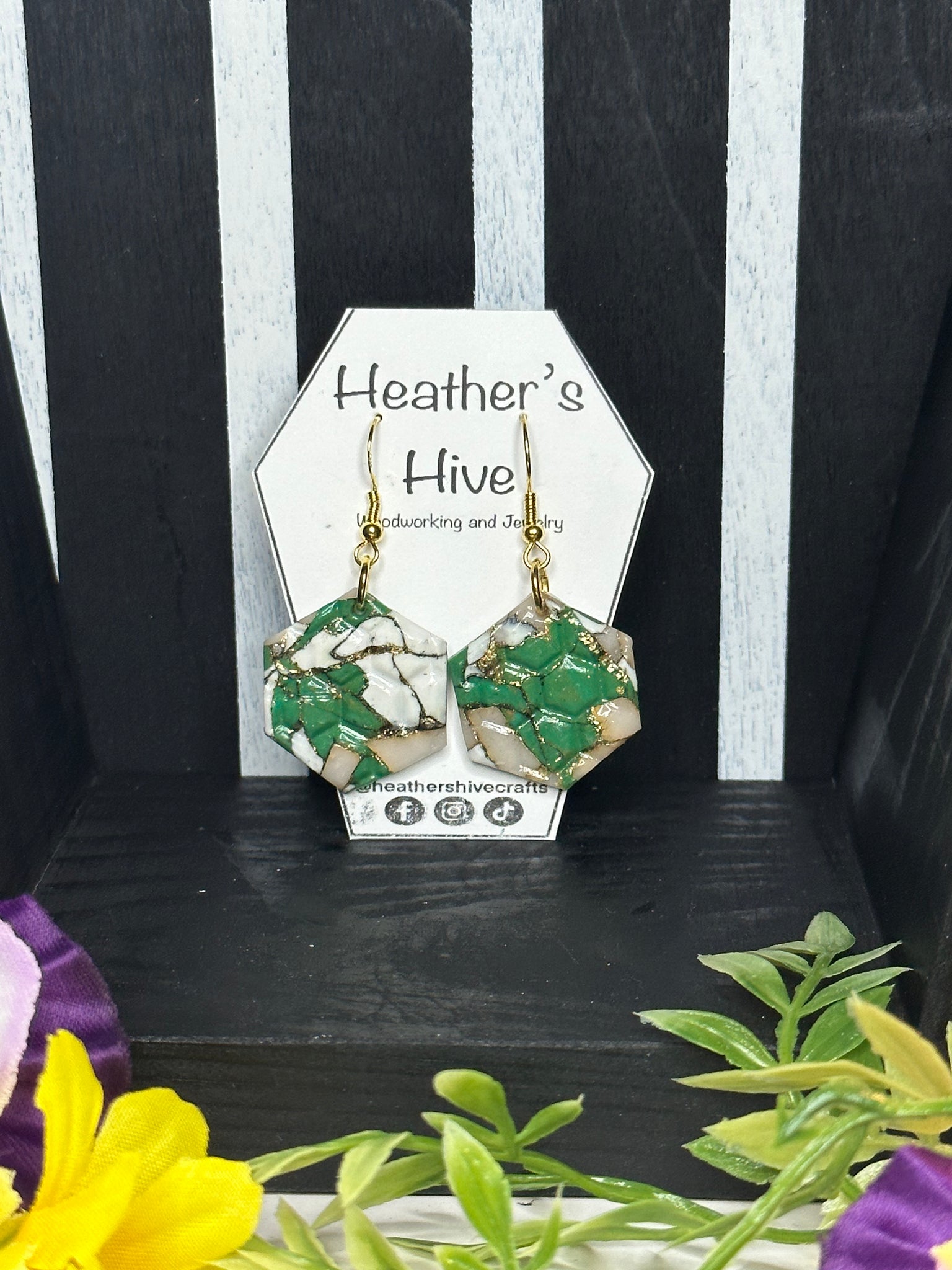 Hexagon dangle earrings