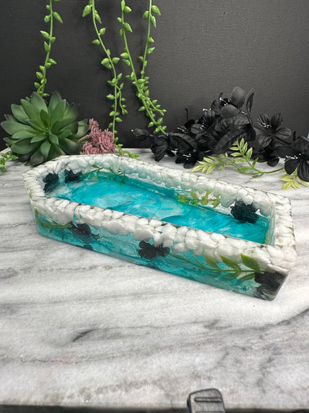 Resin cast coffin trinket tray