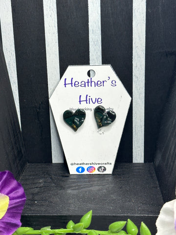 Heart stack stud earrings