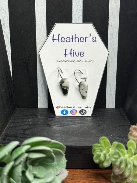 Coffin hoop dangle earrings