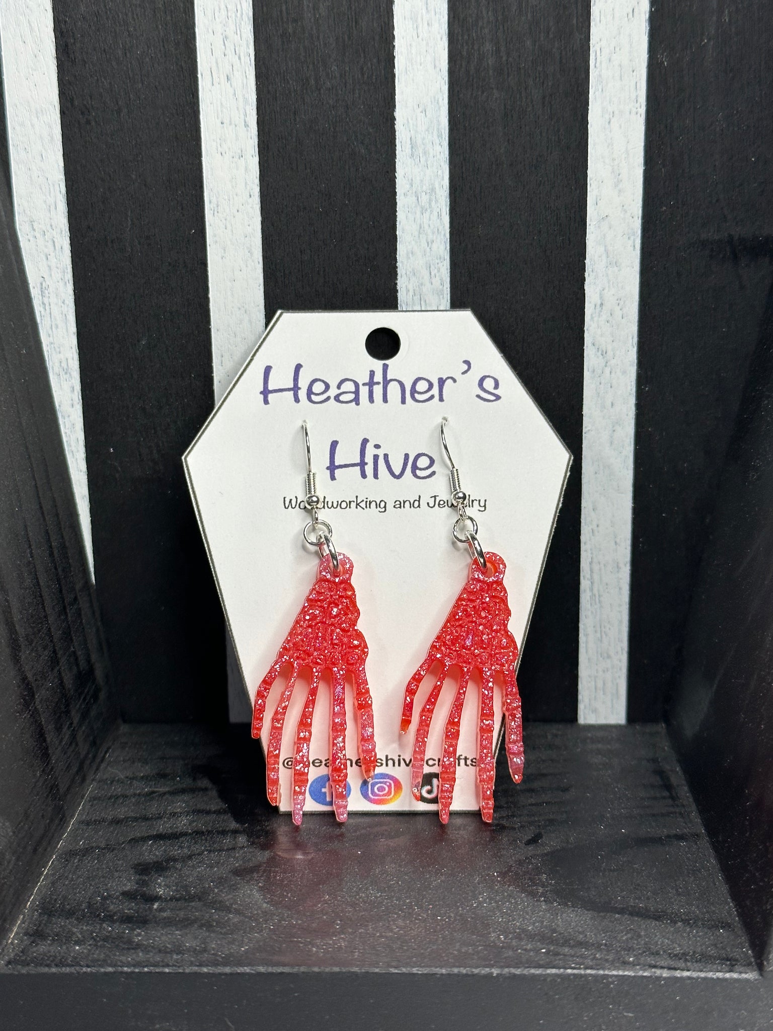 Skeleton hand resin earrings