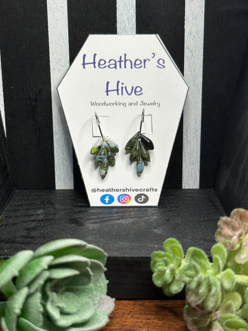 Leaf hoop dangle earrings