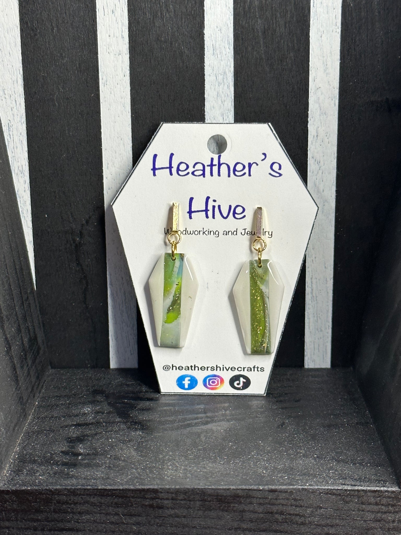 Coffin dangle earrings